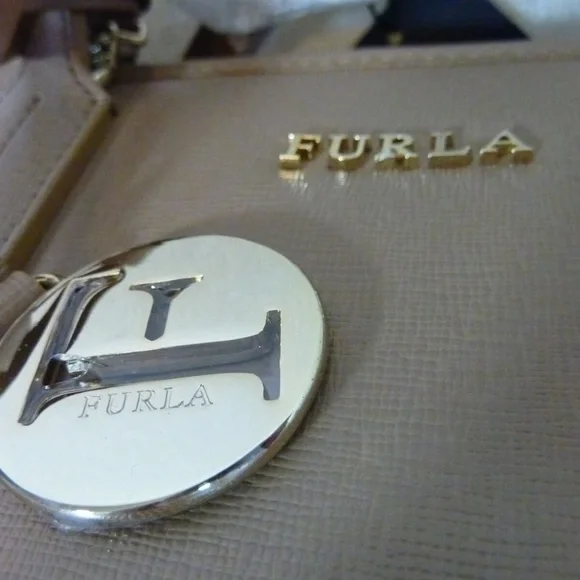 FURLA Daisy Cappuccino Brown Saffiano Leather Small Tote Bag - MADE IN ITALY